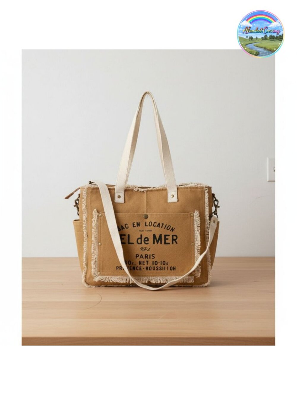 Canvas Crossbody Shoulder Bag Tote with Removable Strap
